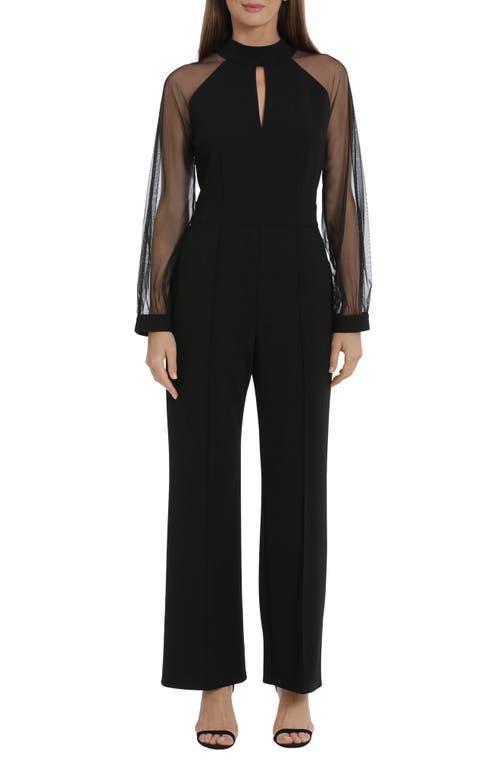 Maggy London Mixed Media Long Sleeve Jumpsuit Product Image