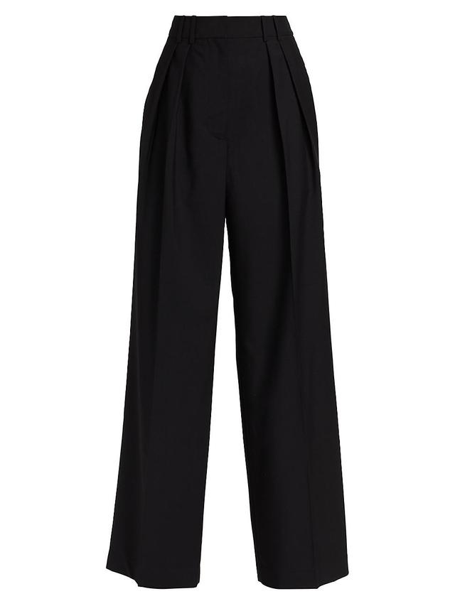 Womens Double-Pleated Wool-Blend Trousers Product Image