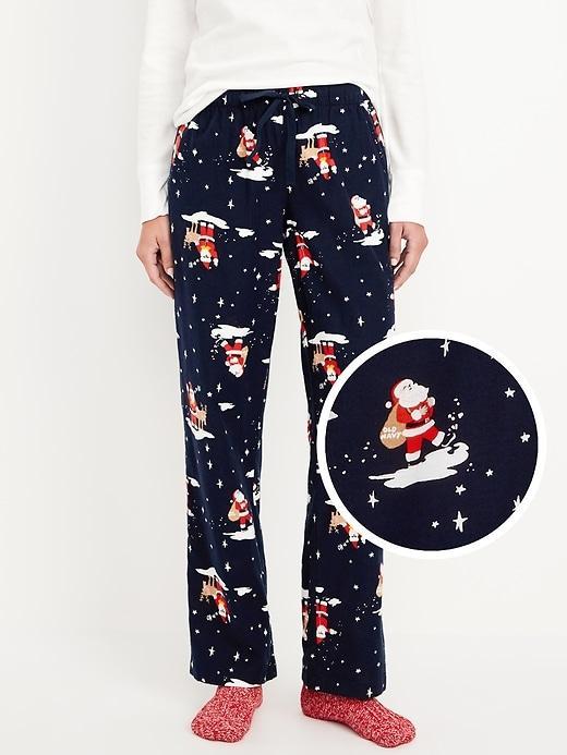 Mid-Rise Printed Flannel Pajama Pants Product Image