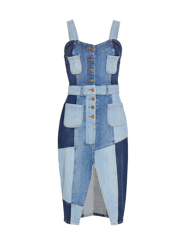 Womens Monica Patchwork Denim Sheath Dress Product Image