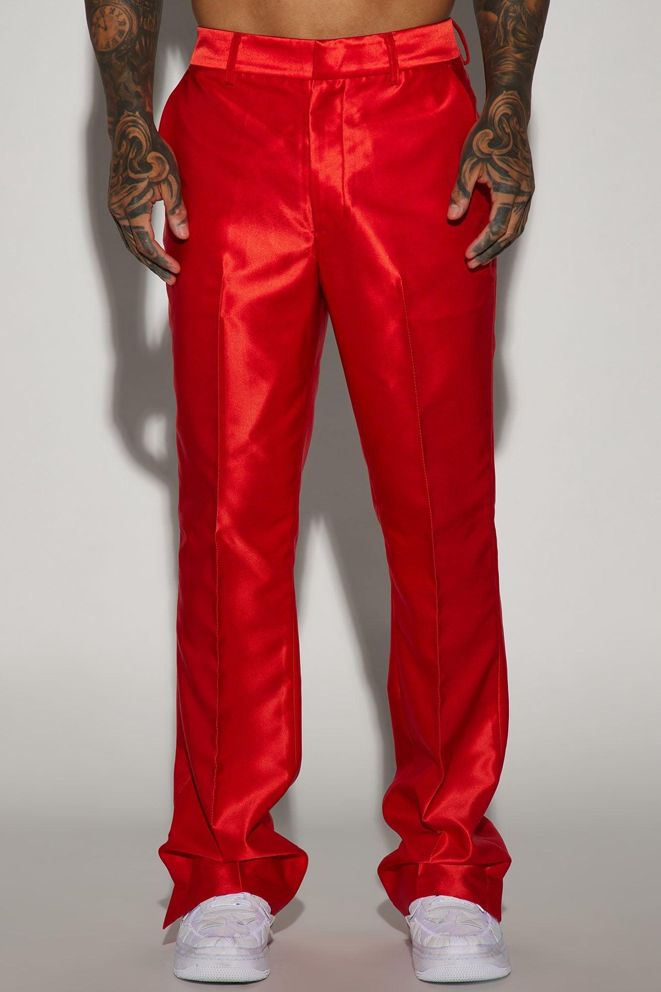 Money Routine Flare Slit Trousers - Red Product Image