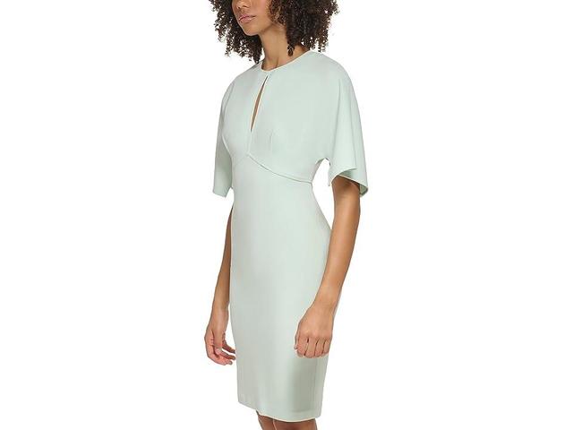 Calvin Klein Scuba Crepe Sheath with Cape Sleeves (Celadon) Women's Dress Product Image