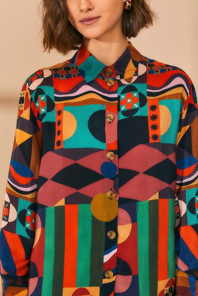 Multicolor Tropical Shapes  Long Sleeve Shirt Product Image