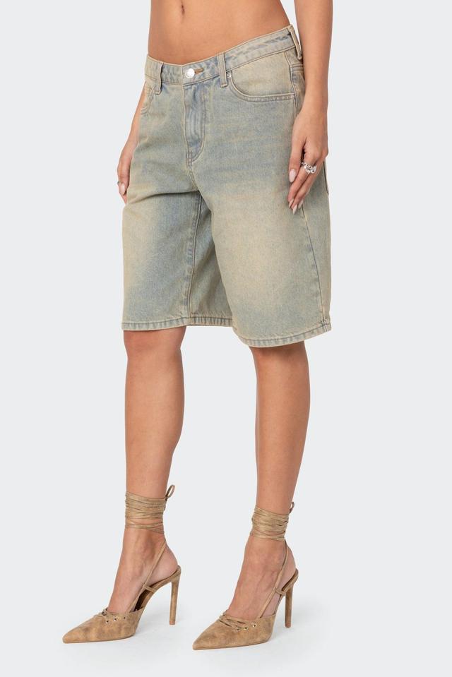 Shira Washed Denim Bermuda Shorts Product Image