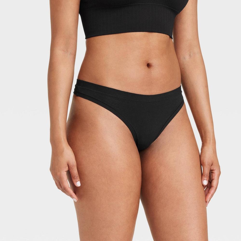 Womens Cotton Stretch Comfort Thong - Auden Black Product Image