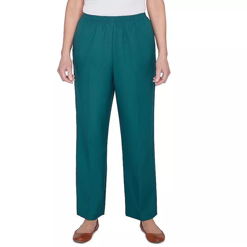 Petite Alfred Dunner Classic Elastic Midrise Pants, Womens Green Product Image