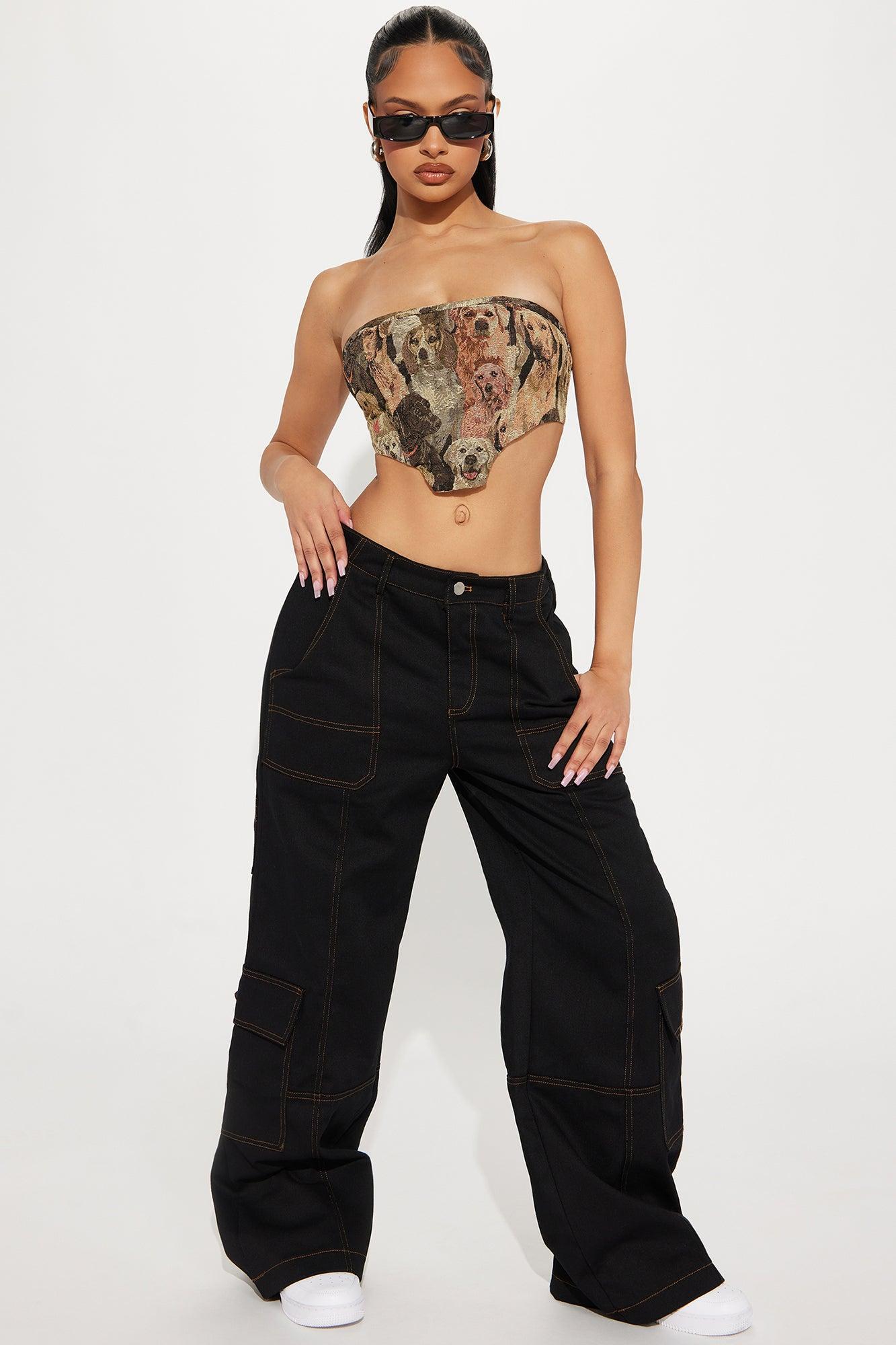 Junie Wide Leg Cargo Pant - Black product image