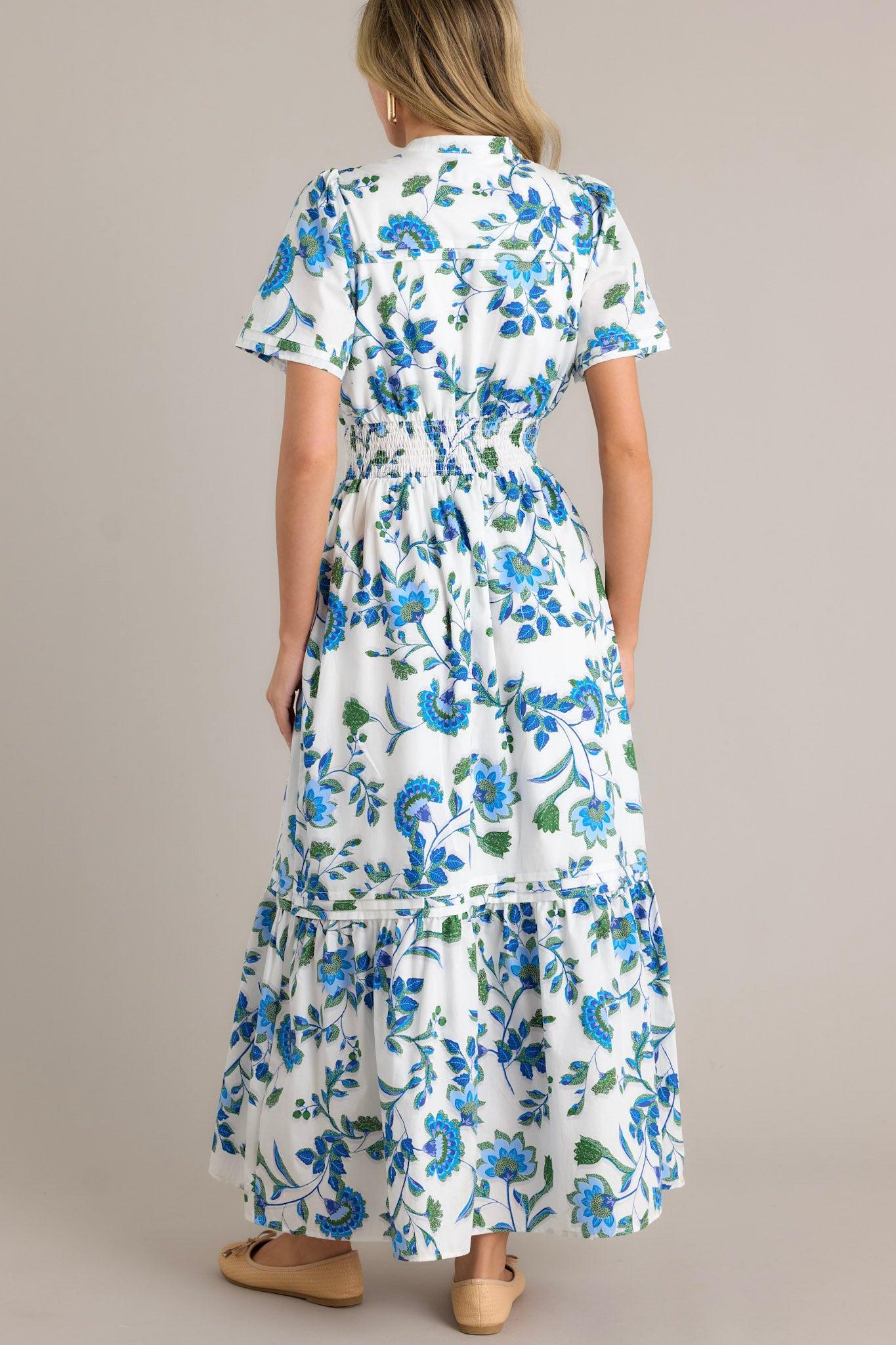 Only Bliss 100% Cotton Blue Floral Maxi Shirt Dress Product Image