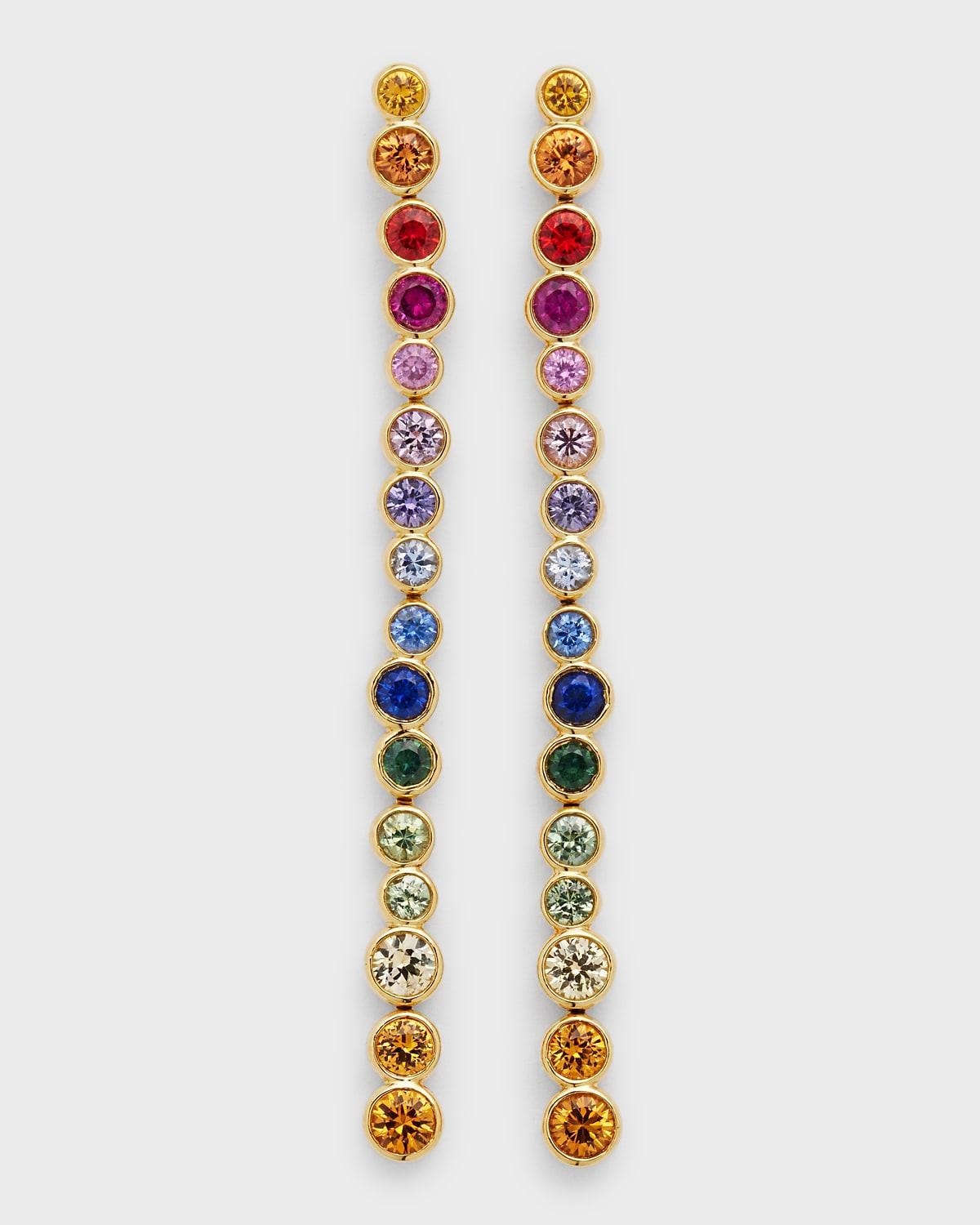 Womens Stardust 18K Yellow Gold & Rainbow Sapphire Drop Earrings Product Image