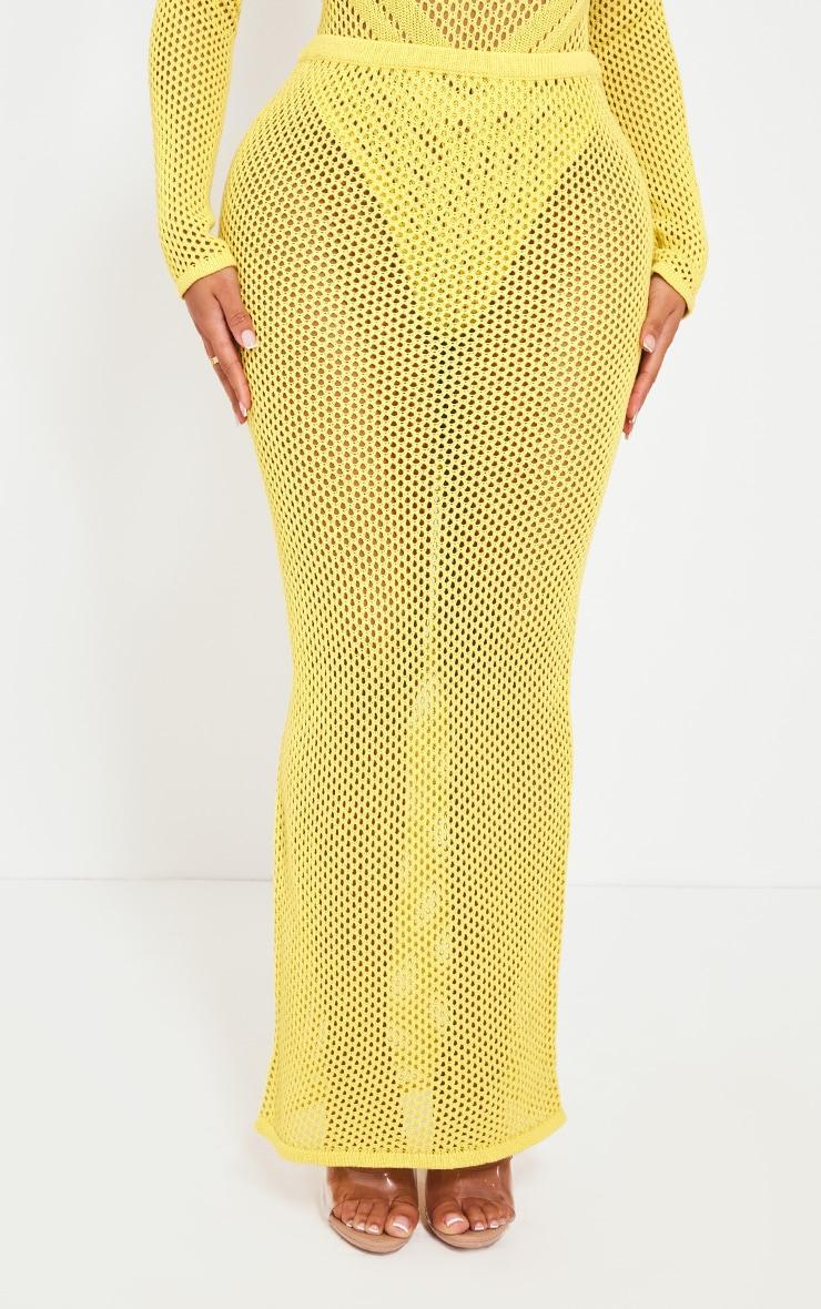 Shape Yellow Knitted Low Rise Maxi Skirt Product Image