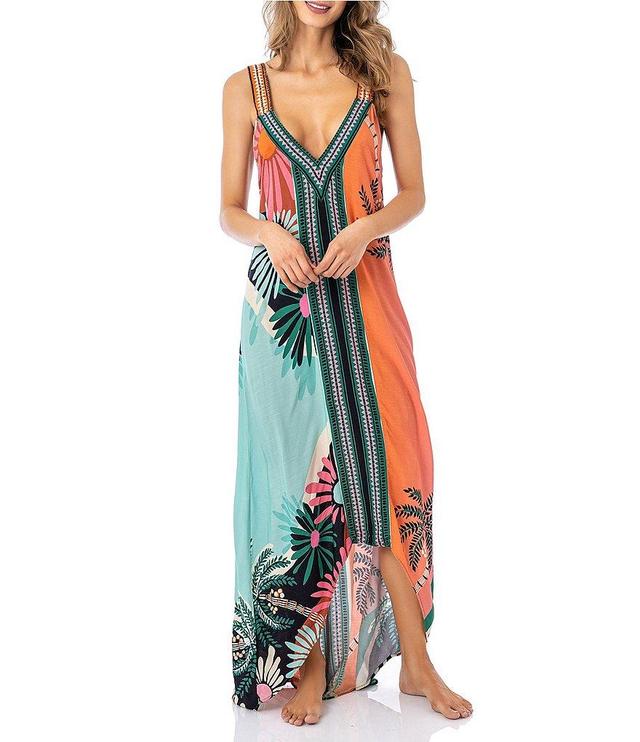 Maaji Lowry Retro Tropical Print Swim Cover-Up Maxi Dress Product Image