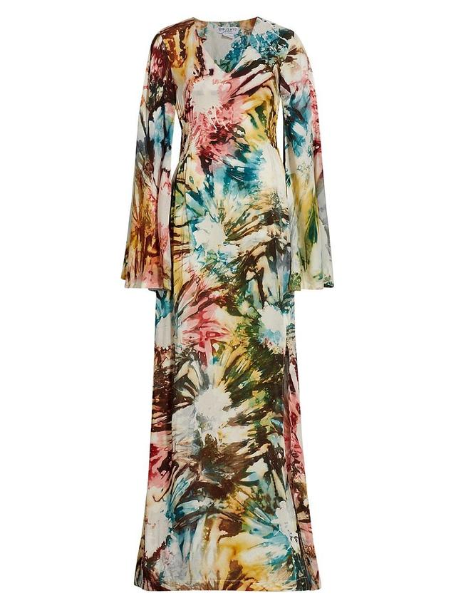 Womens Floral Long-Sleeve Maxi Dress Product Image