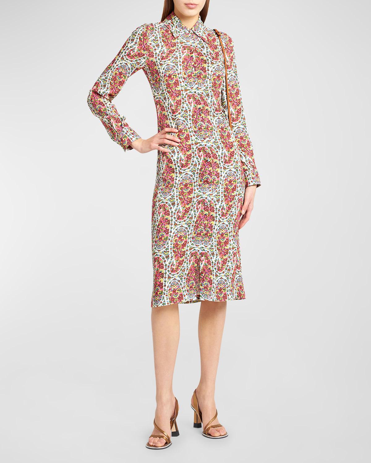 Womens Floral Paisley Midi-Shirtdress Product Image