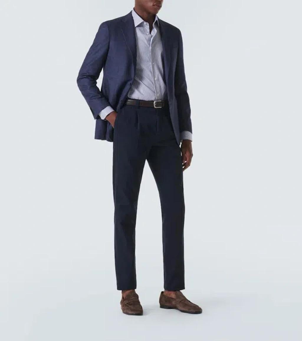 CANALI Silk And Cashmere Blazer In Blue Product Image