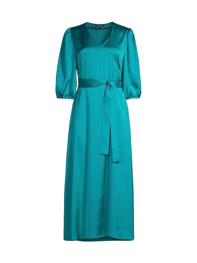 Womens Satin Tie-Waist Midi-Dress Product Image