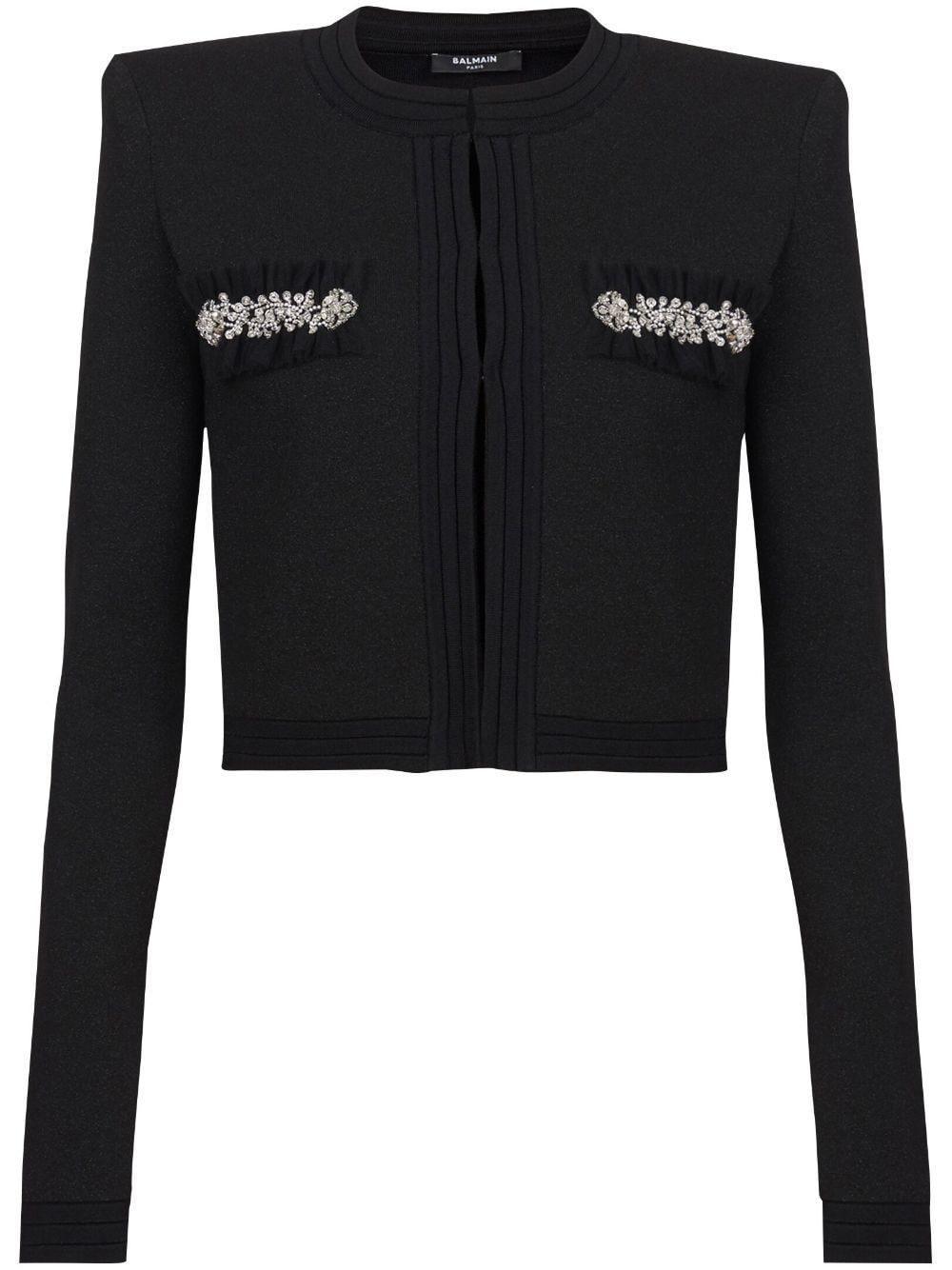 Crystal-embellished Cardigan In Black Product Image