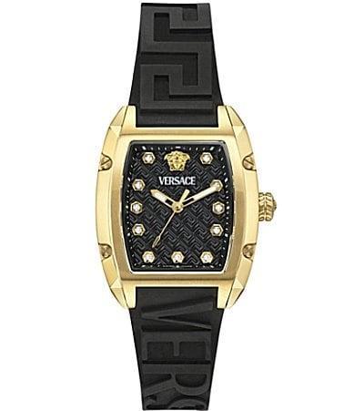 Versace Womens Swiss Diamond Accent Black Silicone Strap Watch 45x36mm Product Image