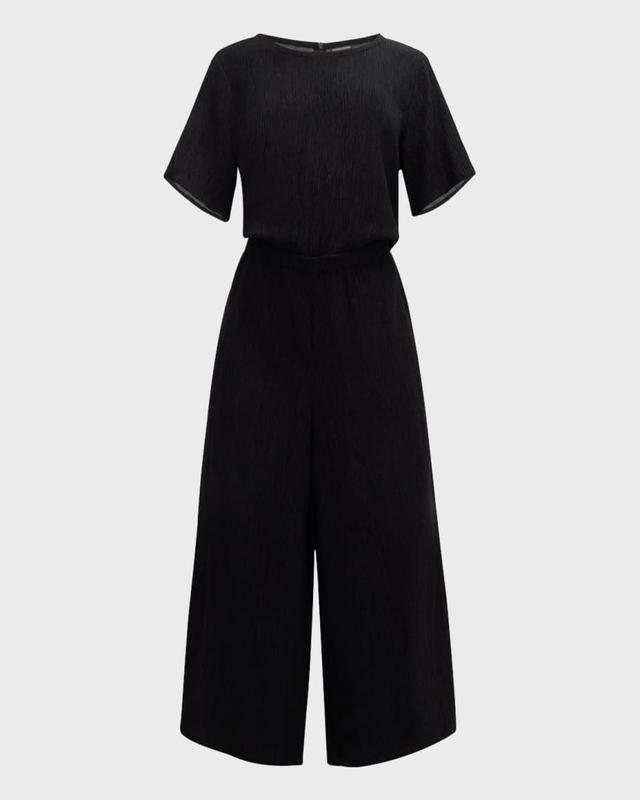 Cropped Wide-Leg Crinkled Jumpsuit Product Image