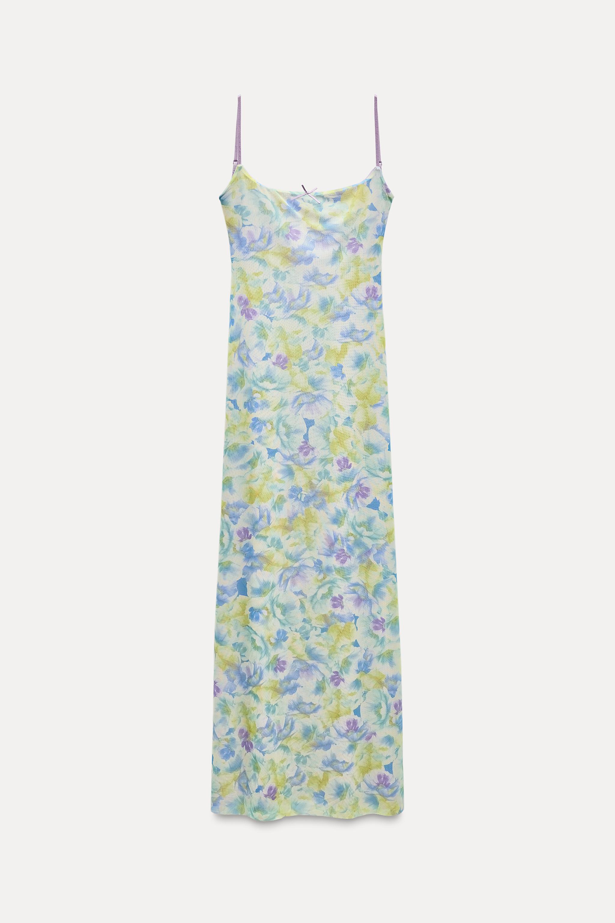 PRINTED TULLE MIDI DRESS WITH BOW Product Image