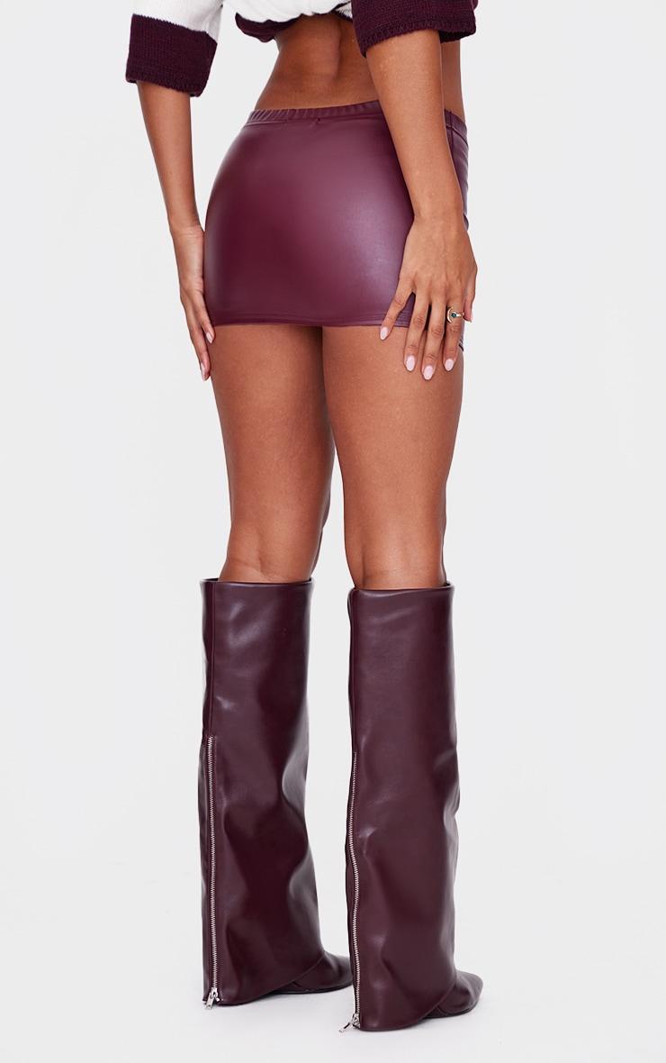 Burgundy Faux Leather Micro Mini Skirt Product Image