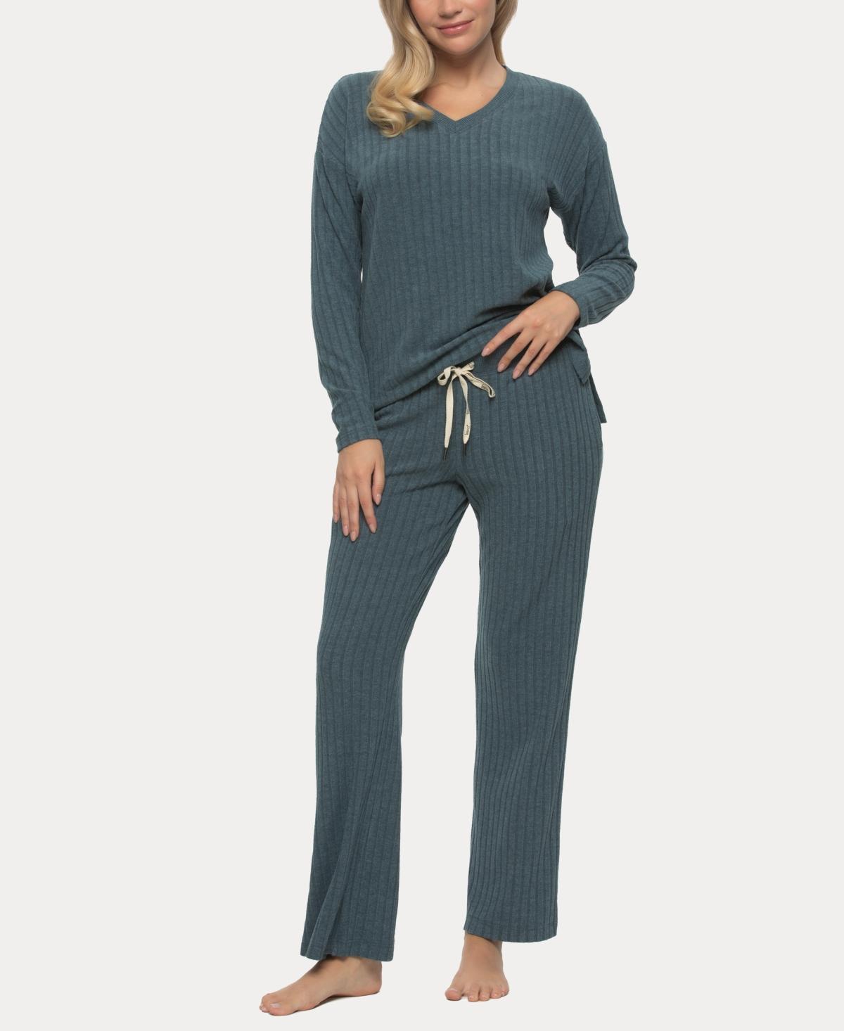 Felina Womens Serena V-neck Pullover and Lounge Pant Set Product Image