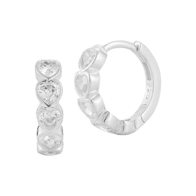 Sunkissed Sterling Cubic Zirconia Heart Huggie Hoop Earrings, Womens, Gold Tone Product Image