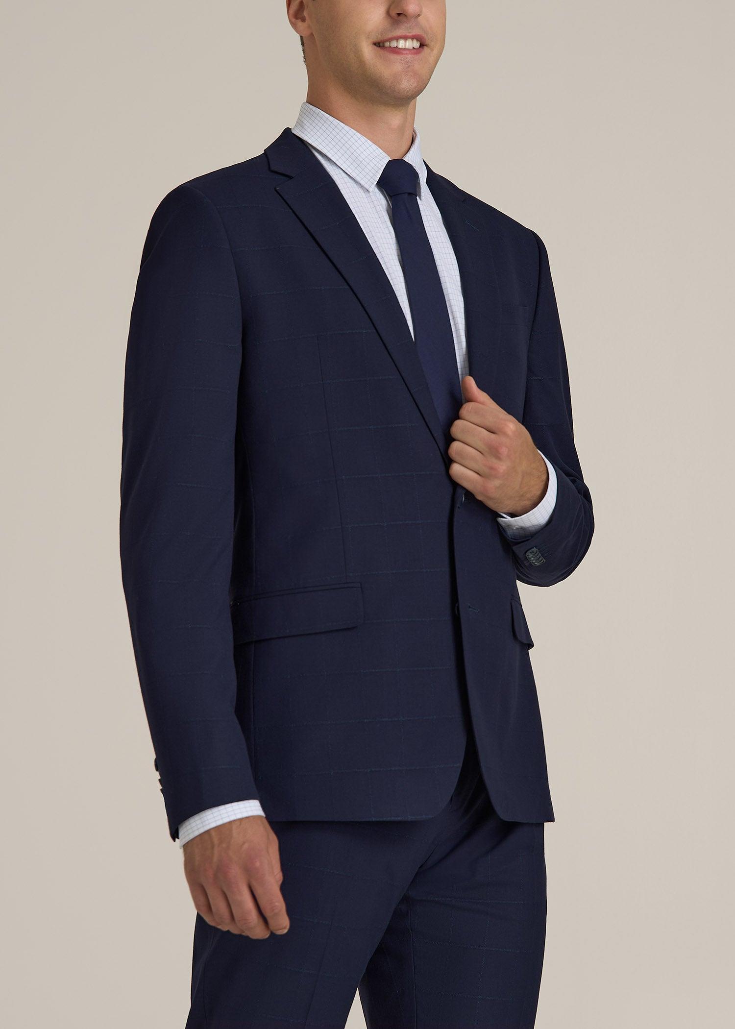 Suit Jacket for Tall Men in Blue Windowpane Male Product Image