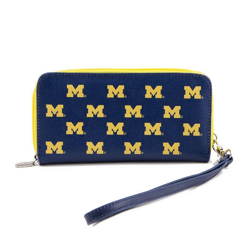 Womens Michigan Wolverines Zip-Around Wristlet Wallet - Blue Product Image