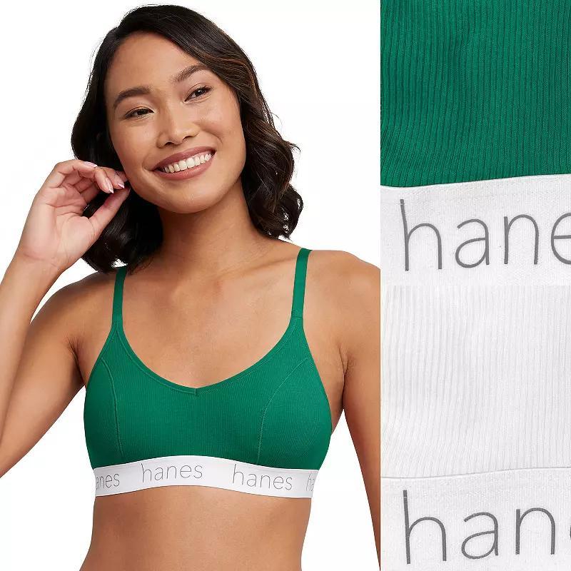 Hanes Originals Ultimate 2-Pack Stretch Cotton Triangle Bralette DHO101, Womens Product Image