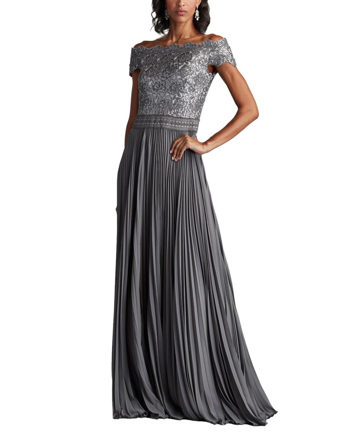 Tadashi Shoji Womens Bode Sequin Embroidered Lace and Tulle Gown Product Image