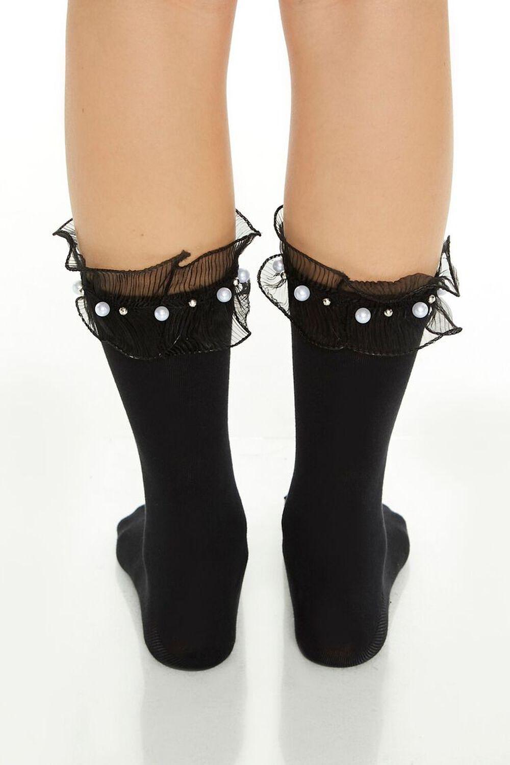 Ruffle & Faux Pearl Crew Socks | Forever 21 Product Image