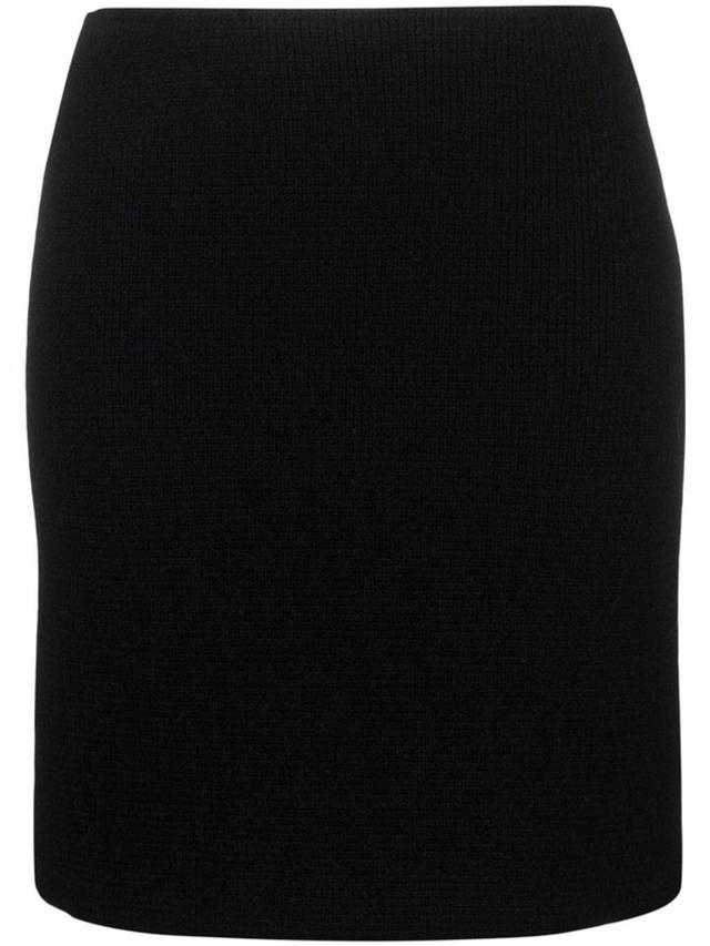 Pleat-detail Knitted Mini Skirt In Black Product Image