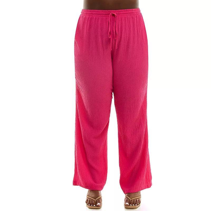 Plus Size Nina Leonard Pebble Texture Drawstring Pants, Womens Product Image