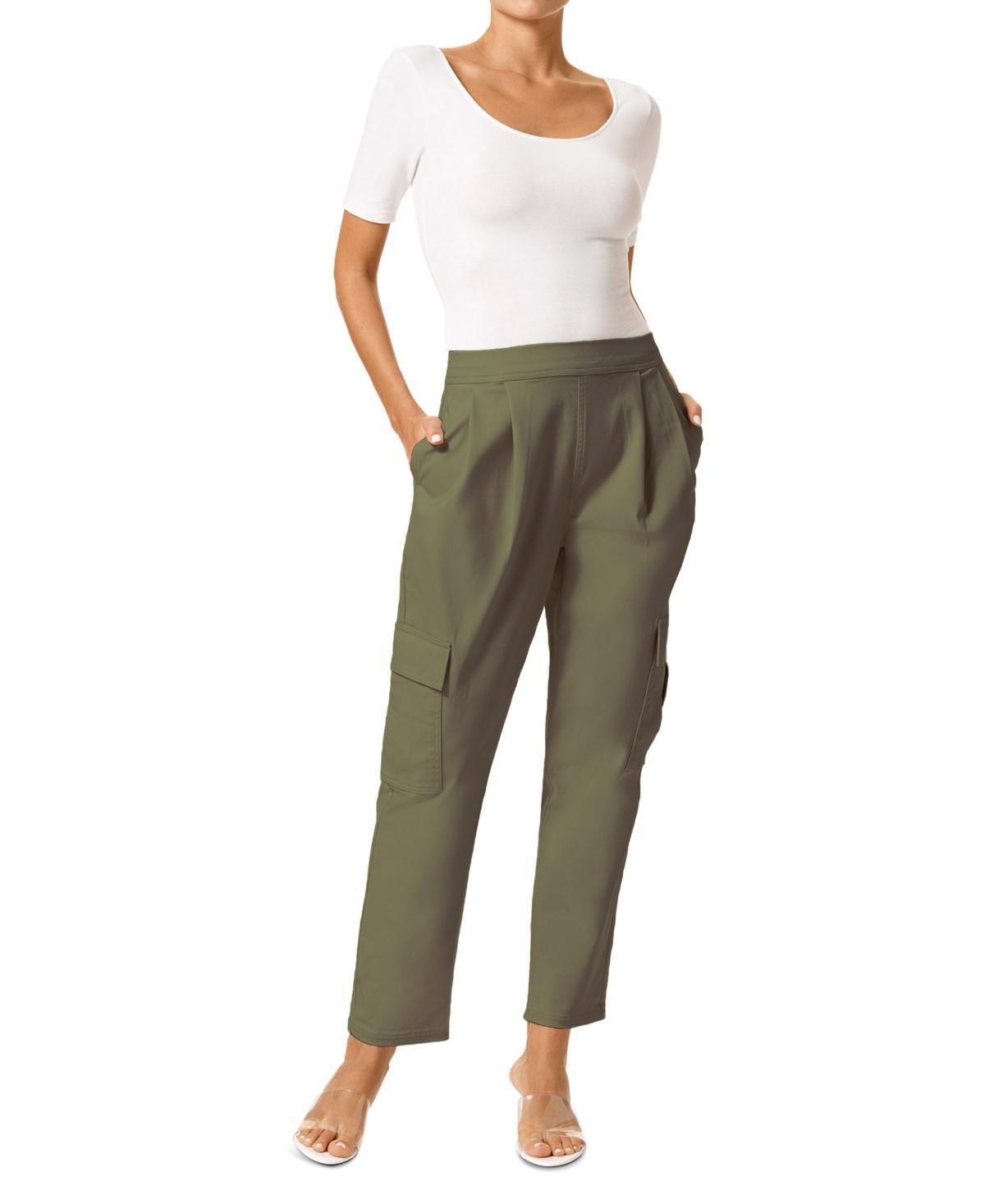 Hue Womens Chinosoft Pleated Tapered Cargo Pants product image