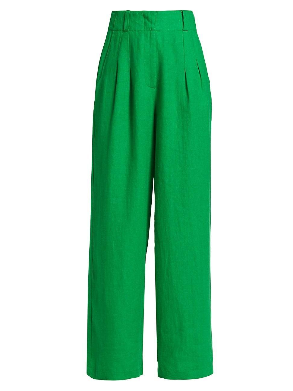 Womens Bloo Pleated Linen Wide-Leg Pants Product Image