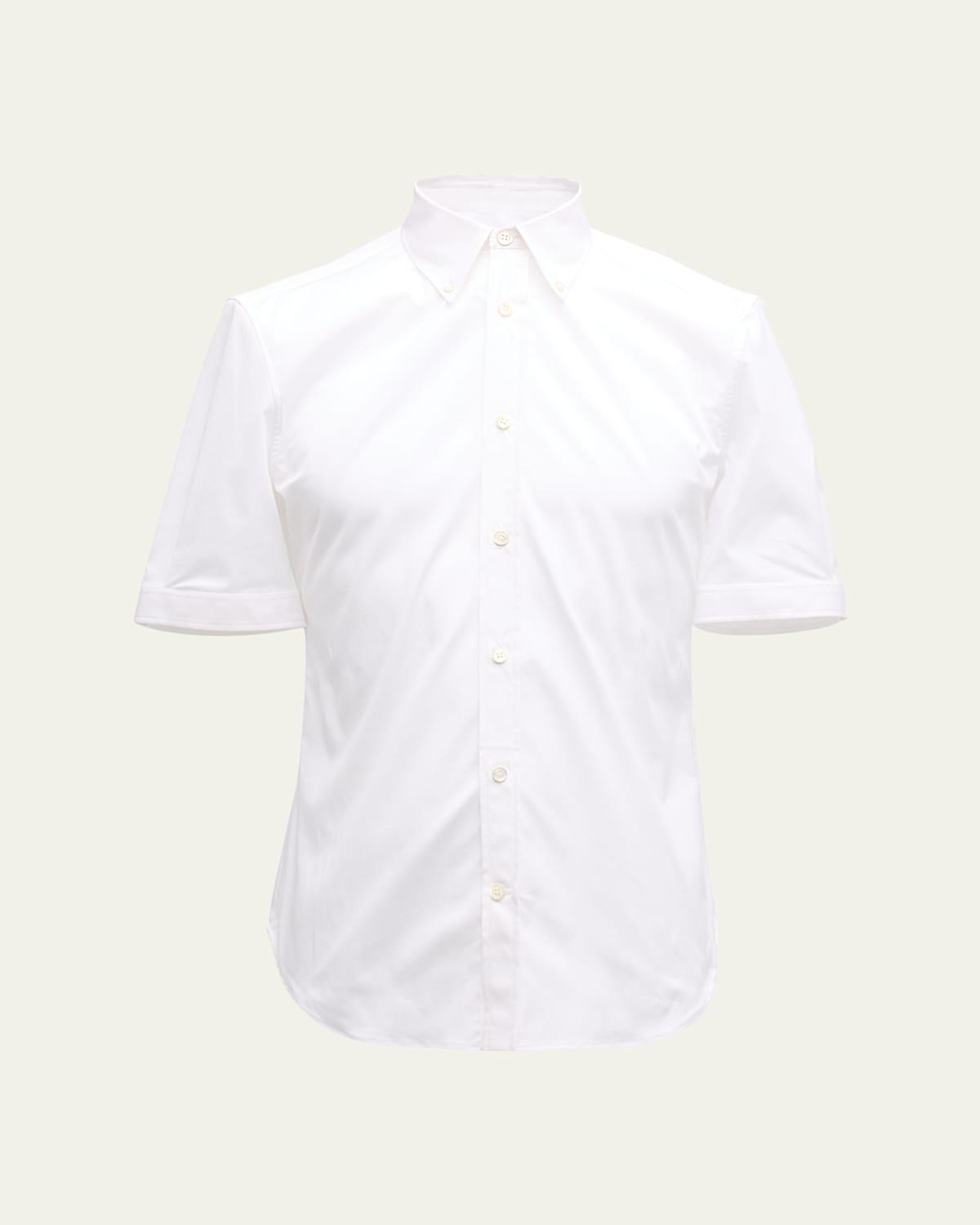 Alexander McQueen Short Sleeve Cotton Stretch Poplin Button-Down Shirt Product Image