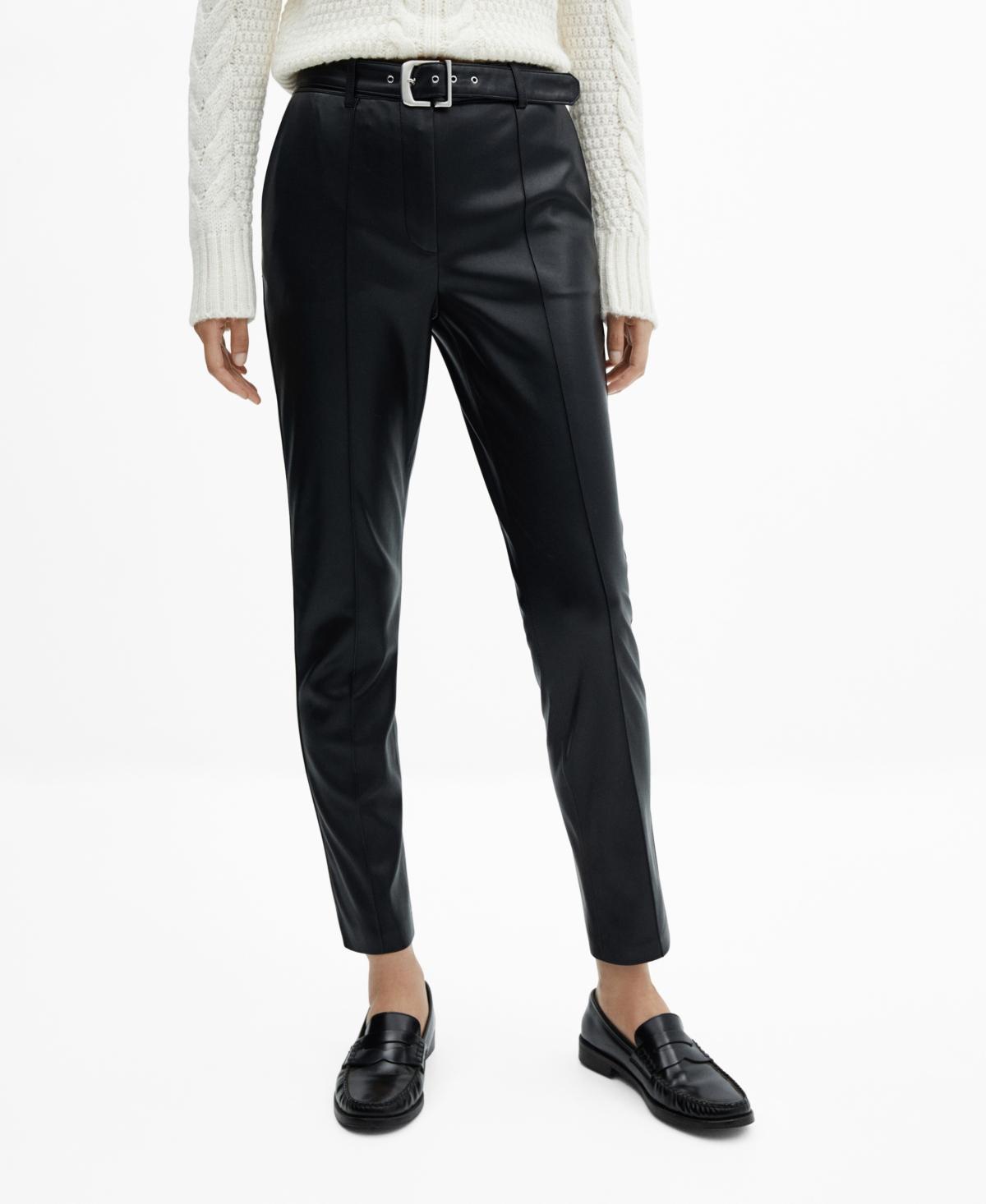 MANGO Belted Faux Leather Pants product image