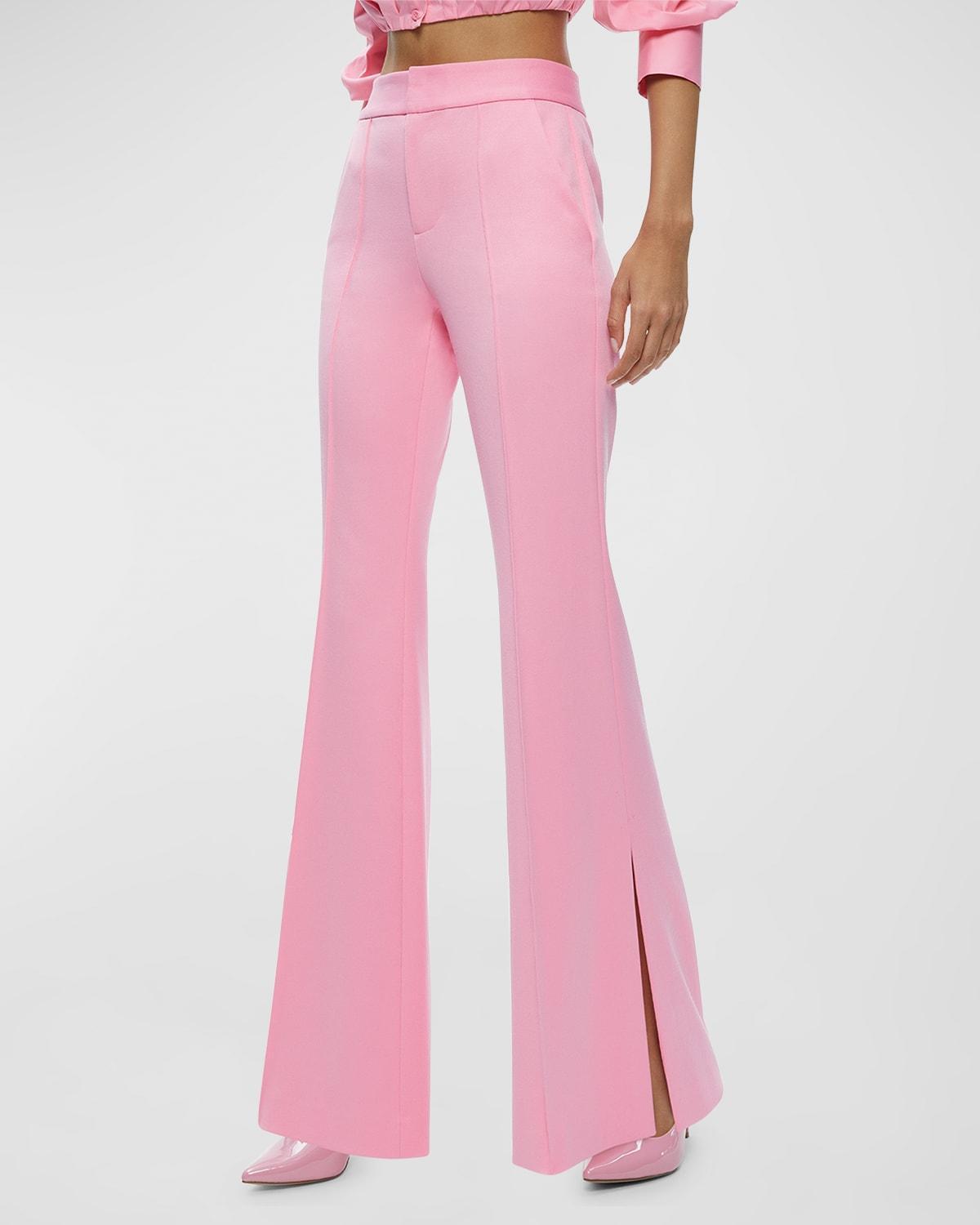 Alice and Olivia Danette Mid Rise Flare Leg Slit Pants Product Image