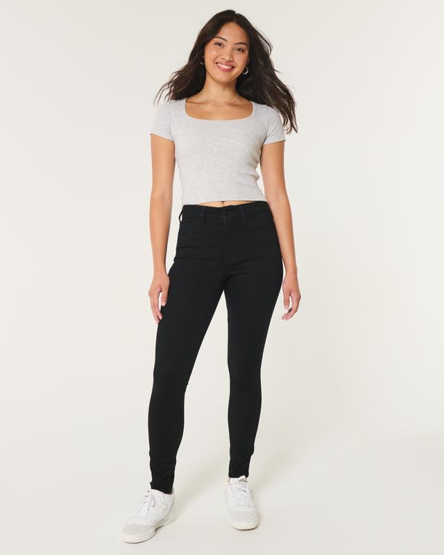 Curvy High-Rise Black Super Skinny Jeans Product Image