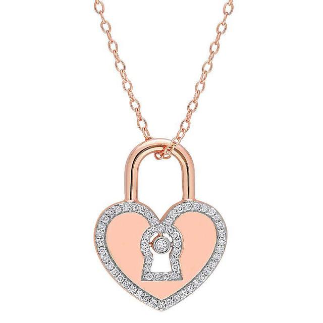 Stella Grace 18k Gold Over Sterling Silver 1/5 Carat T.W. Diamond Heart Locked Pendant Necklace, Womens White Product Image