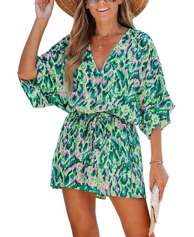 Cupshe Womens Abstract Print Drawstring Romper Product Image