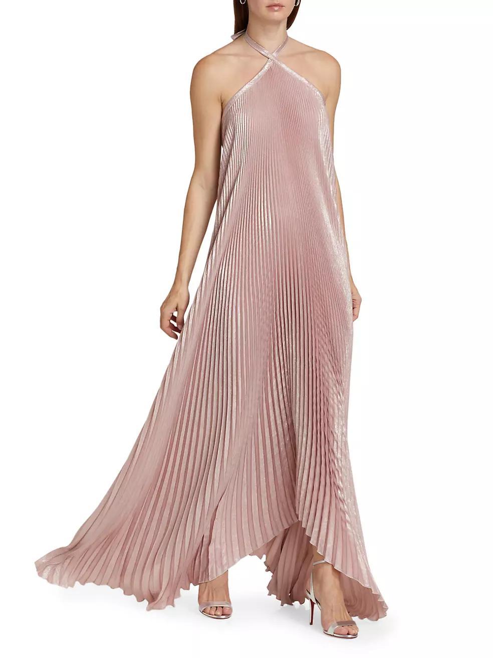 Deesse Pleated Halter Maxi Dress Product Image