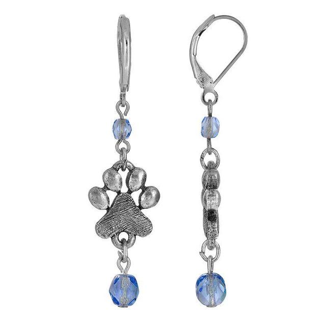 1928 Jewelry Colored Bead Paw Print Earrings Product Image