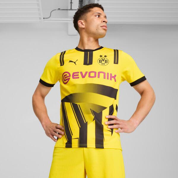 PUMA Borussia Dortmund 24/25 Cup Men's Replica Soccer Jersey in Faster Yellow/Black Product Image