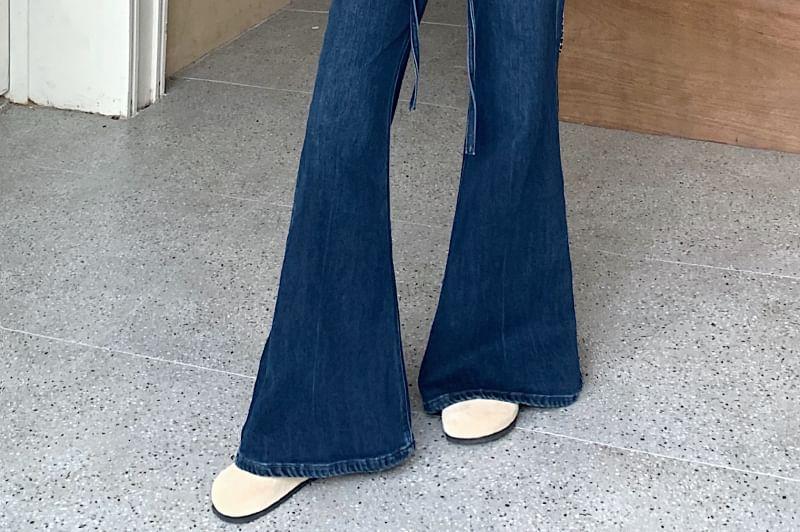 High Rise Washed Flared Jeans Product Image