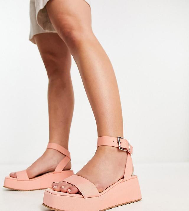 ASOS DESIGN Wide Fit Tati flatform sandals in peach Product Image