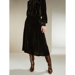 Asymmetrical Midi Velvet Skirt Product Image