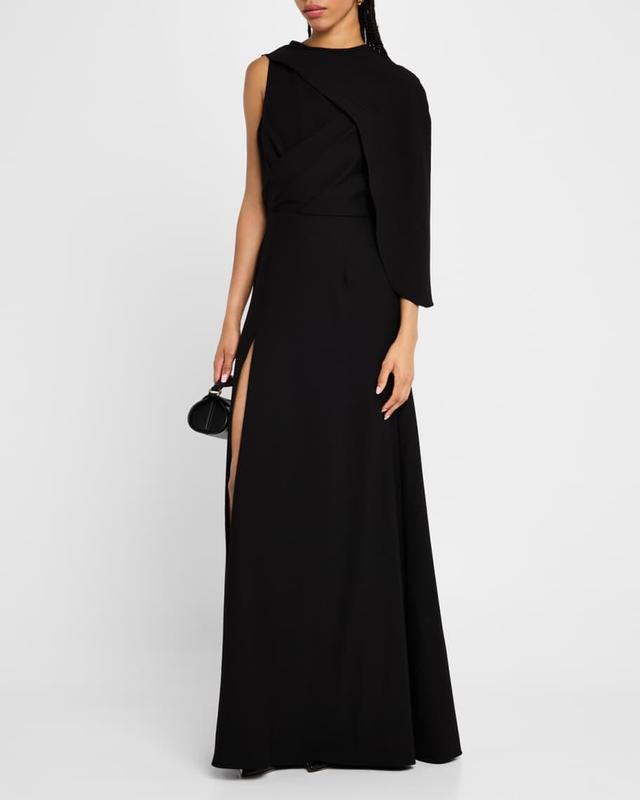 Kissam Asymmetric Draped Crepe Gown Product Image