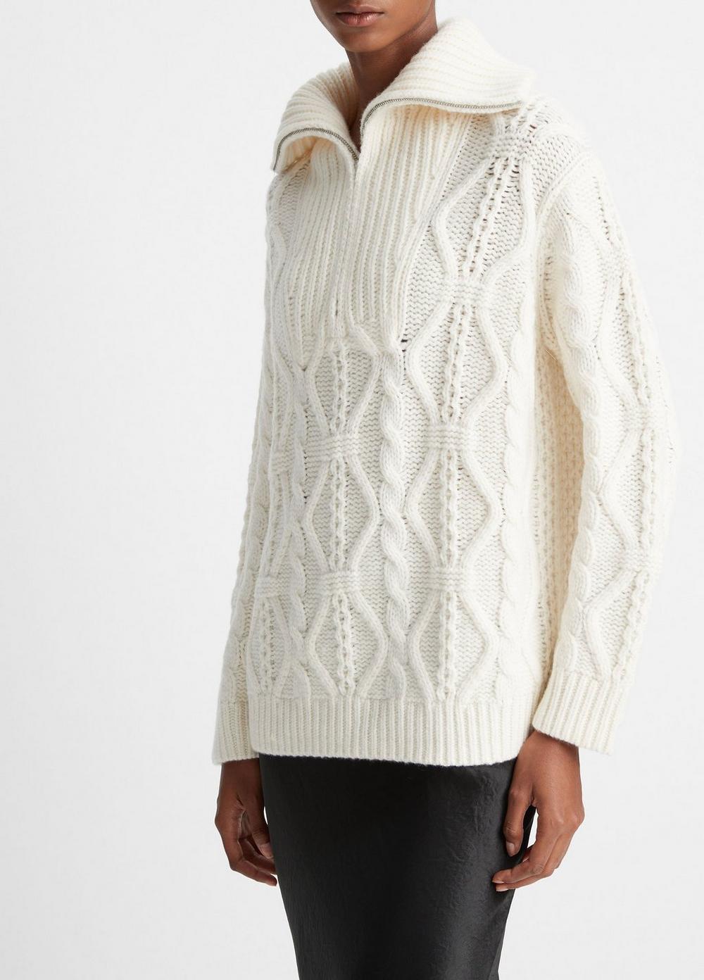 Wool Cable Half-Zip Pullover Product Image