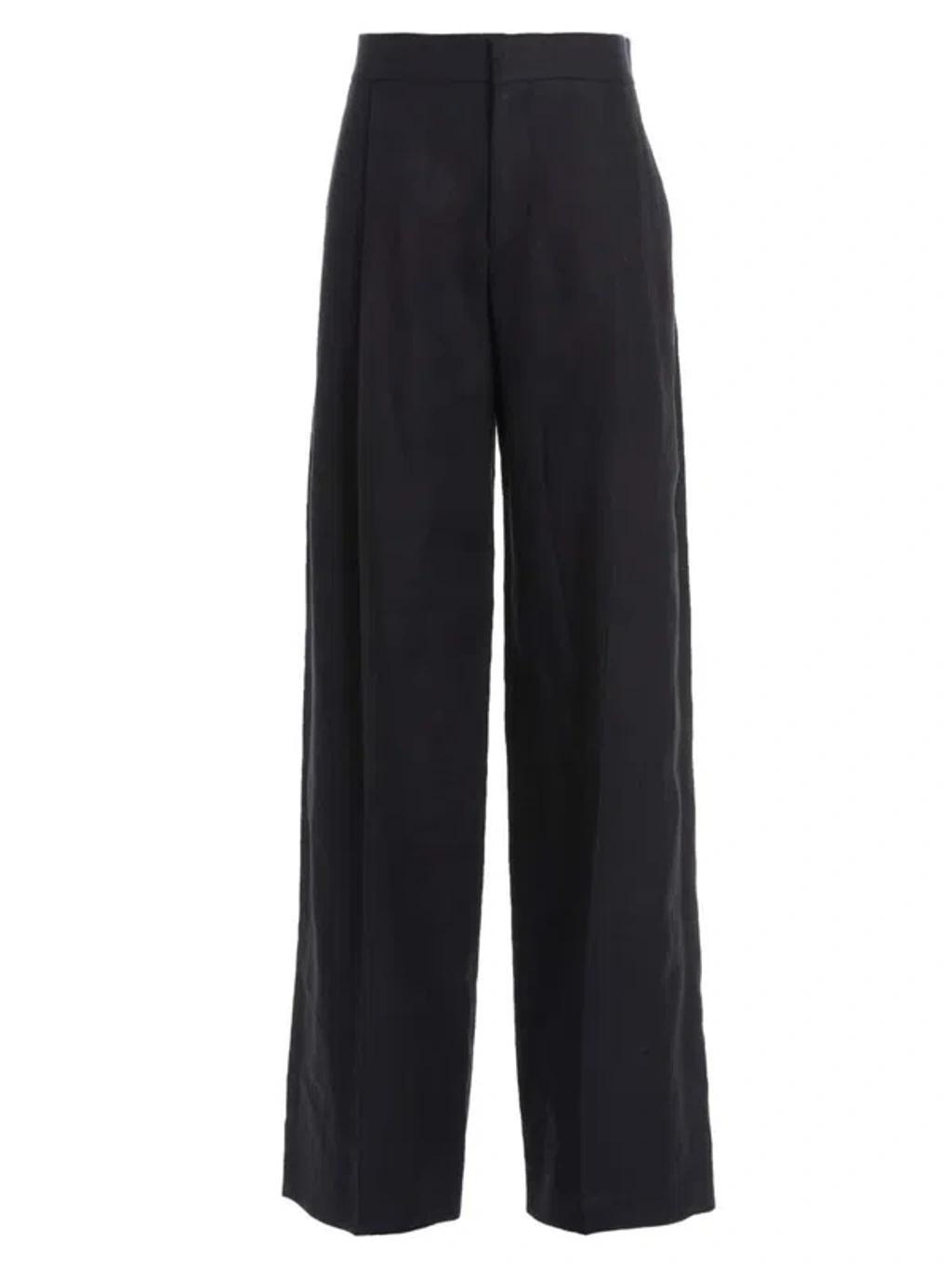 CHLOÉ Linen Straight-leg Pants In Blue Product Image